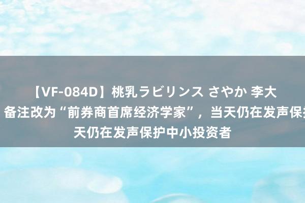 【VF-084D】桃乳ラビリンス さやか 李大霄到龄退休，备注改为“前券商首席经济学家”，当天仍在发声保护中小投资者