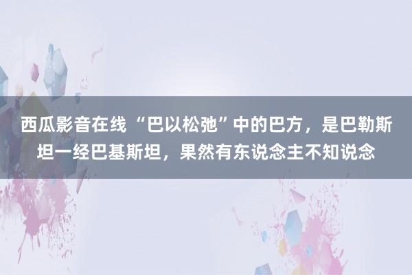 西瓜影音在线 “巴以松弛”中的巴方，是巴勒斯坦一经巴基斯坦，果然有东说念主不知说念