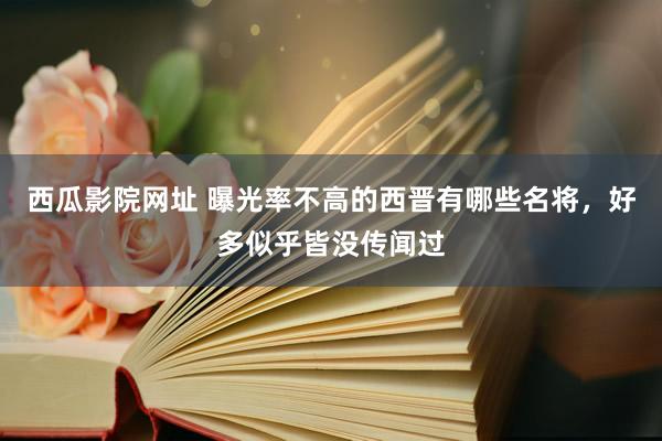 西瓜影院网址 曝光率不高的西晋有哪些名将，好多似乎皆没传闻过
