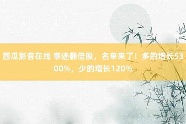 西瓜影音在线 事迹翻倍股，名单来了！多的增长5300%，少的增长120%