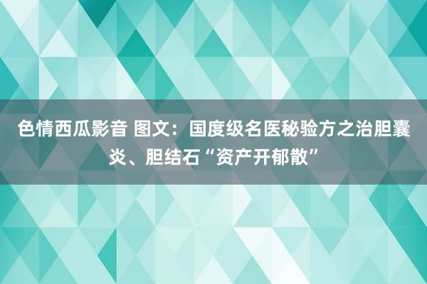 色情西瓜影音 图文：国度级名医秘验方之治胆囊炎、胆结石“资产开郁散”